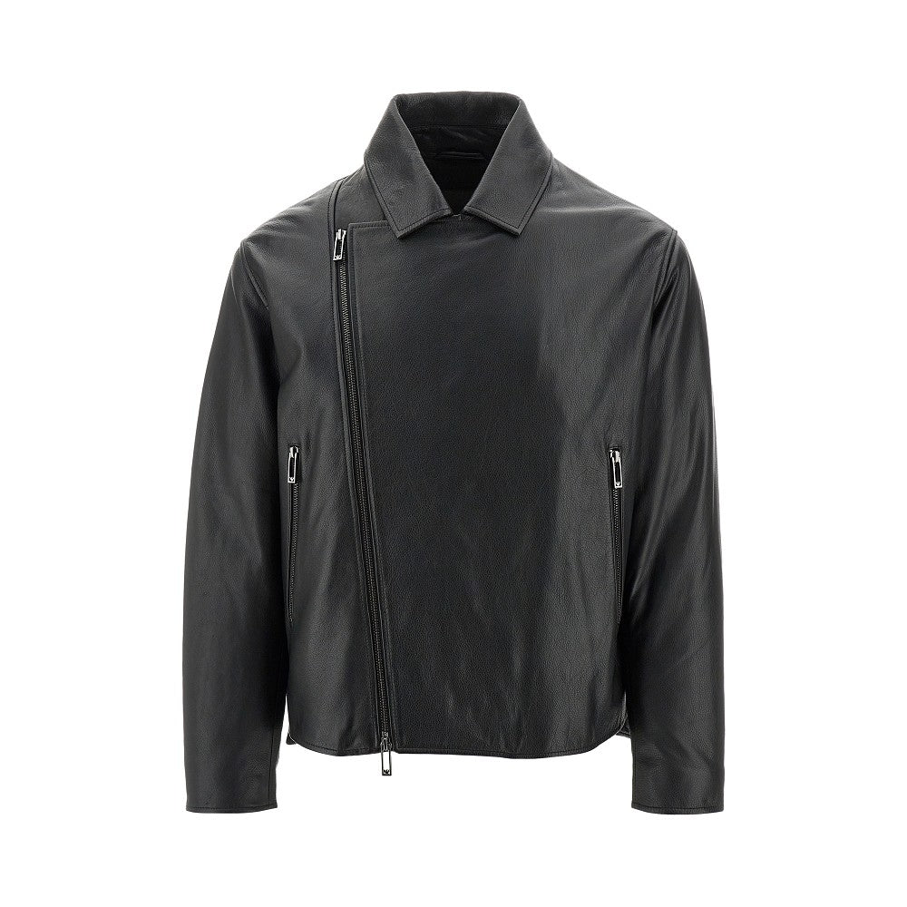 Grain nappa leather biker jacket