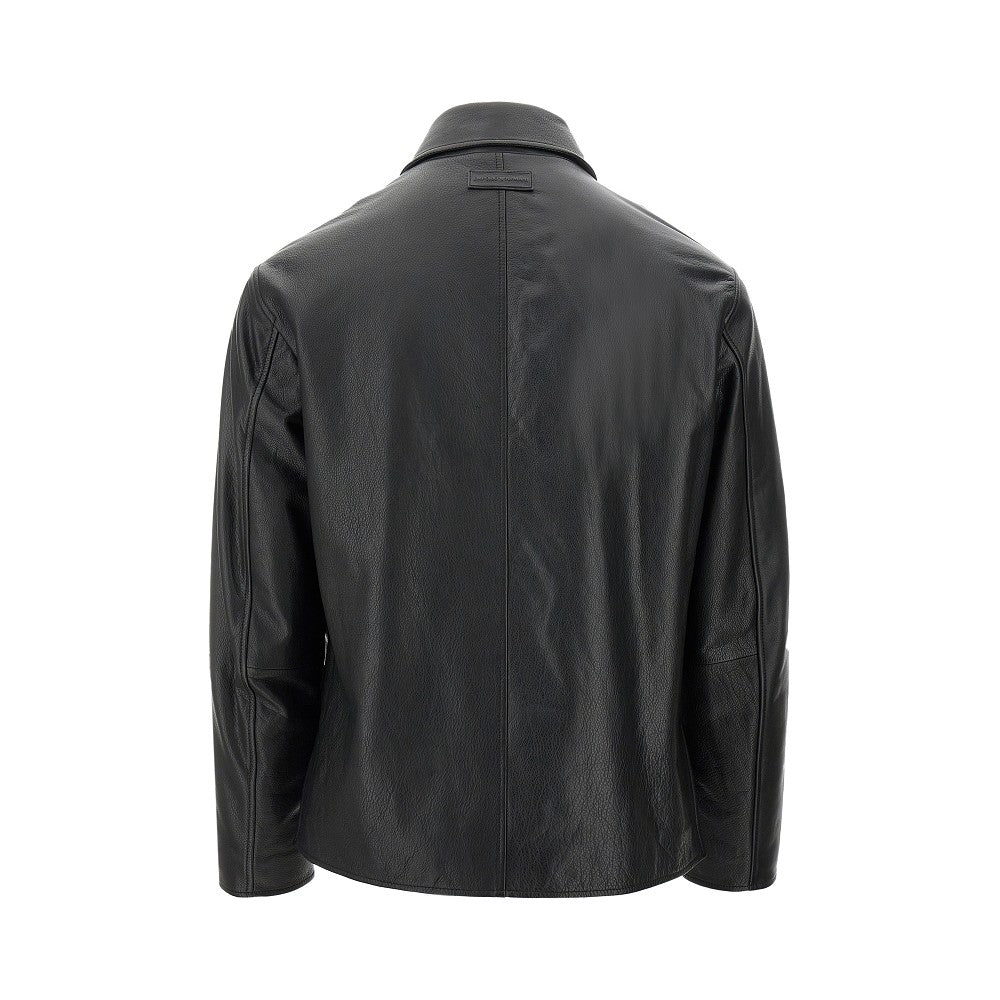 Grain nappa leather biker jacket