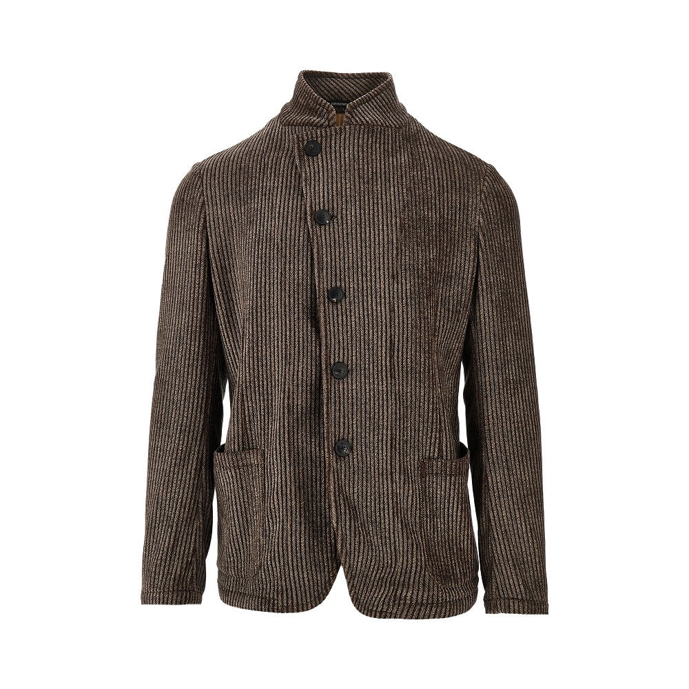 Guru collar printed corduroy jacket
