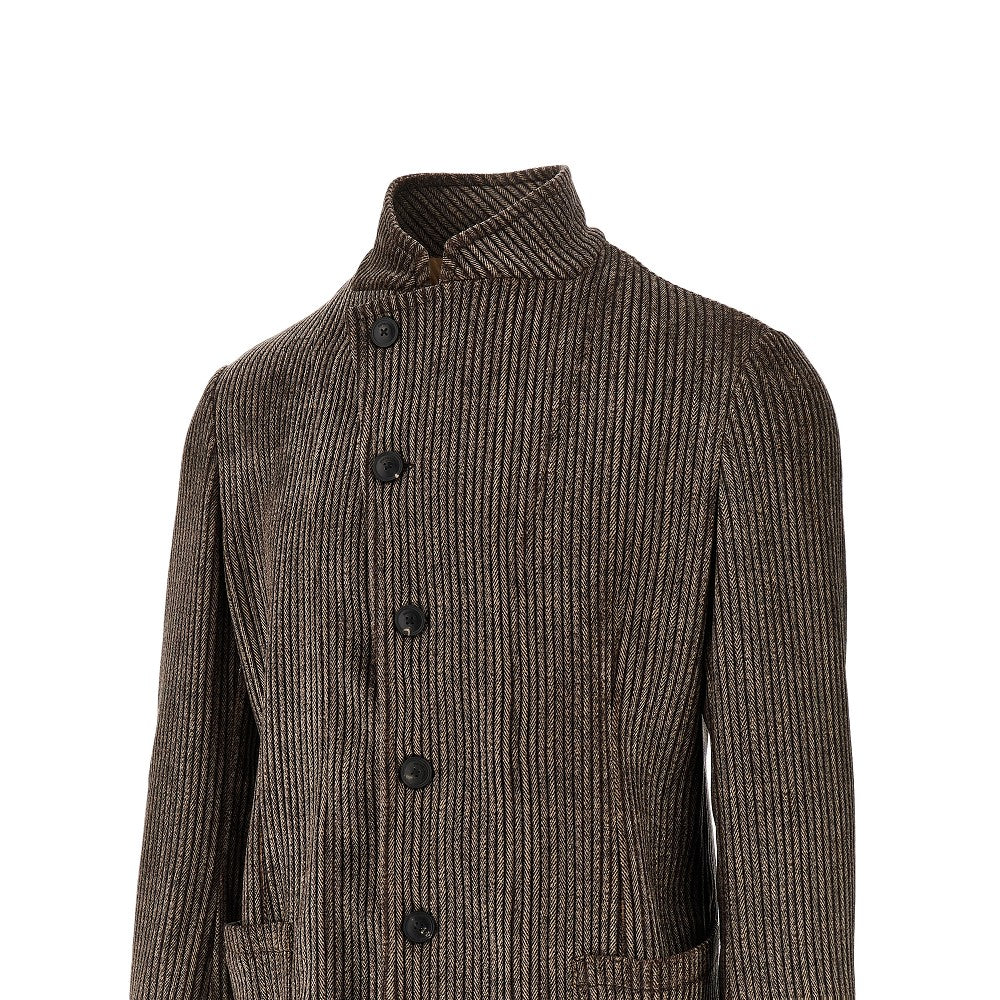 Guru collar printed corduroy jacket