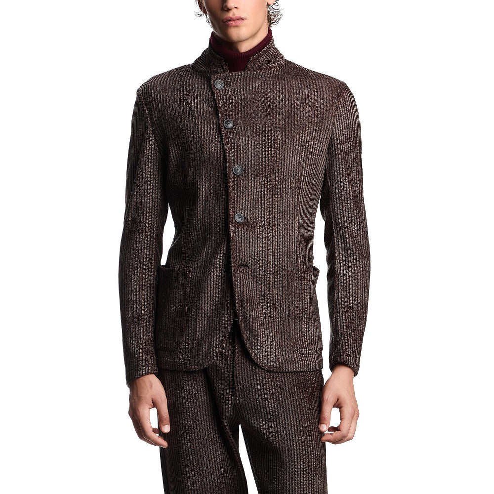 Guru collar printed corduroy jacket