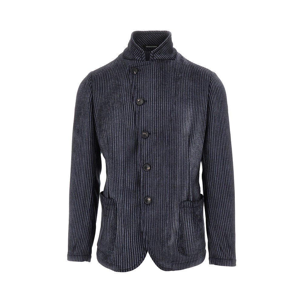 Giacca in corduroy stampato con collo guru