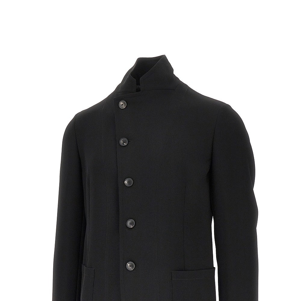 Giacca in jersey crepe piquet con collo guru