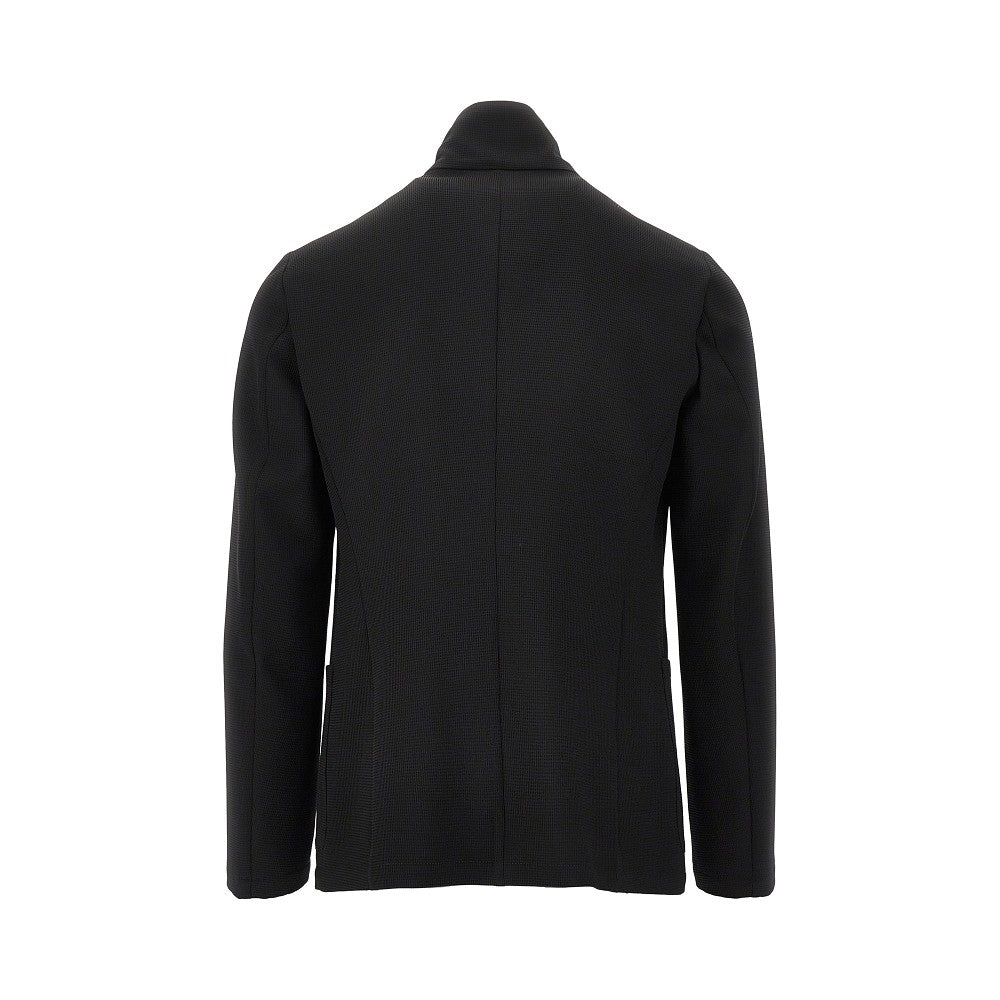 Giacca in jersey crepe piquet con collo guru