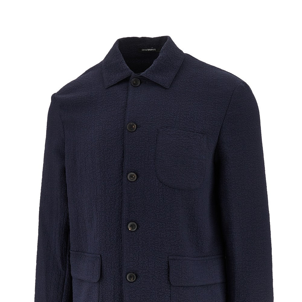 Overshirt in seersucker tecnico