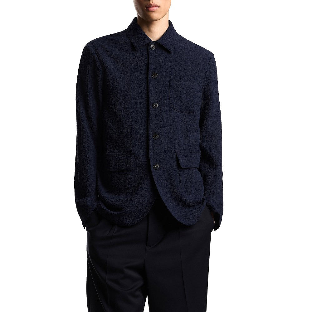 Technical seersucker shirt jacket