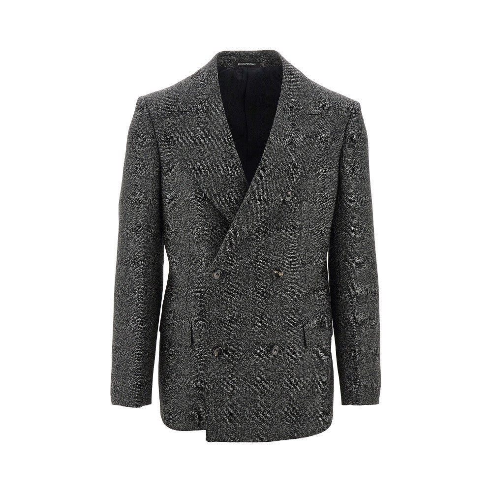 Mélange wool double-breasted jacket