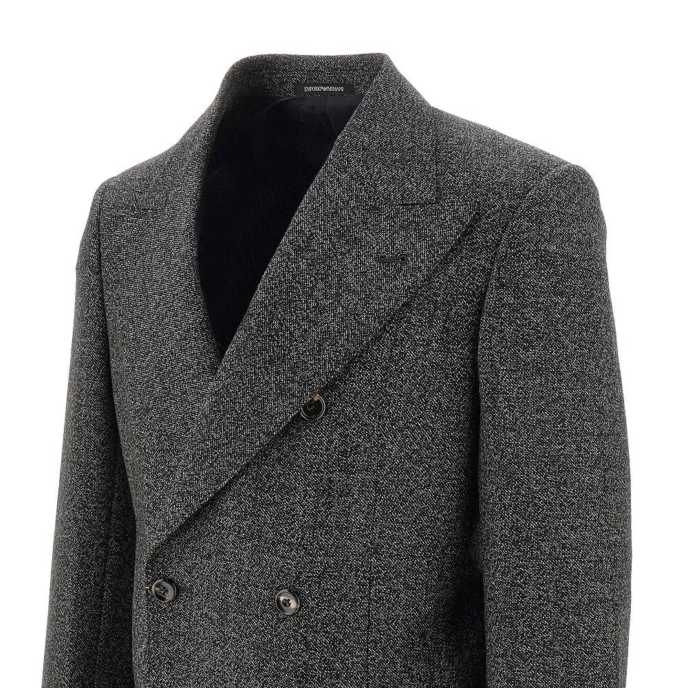 Mélange wool double-breasted jacket