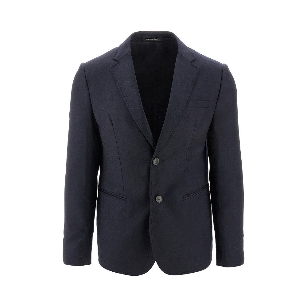 Stretch flannel single-breasted jacket