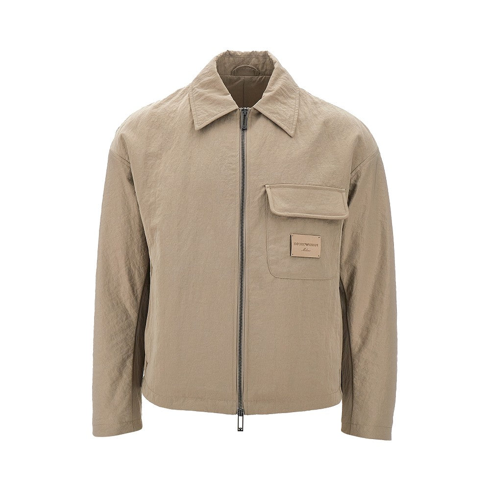Blouson full-zip in nylon crinkle