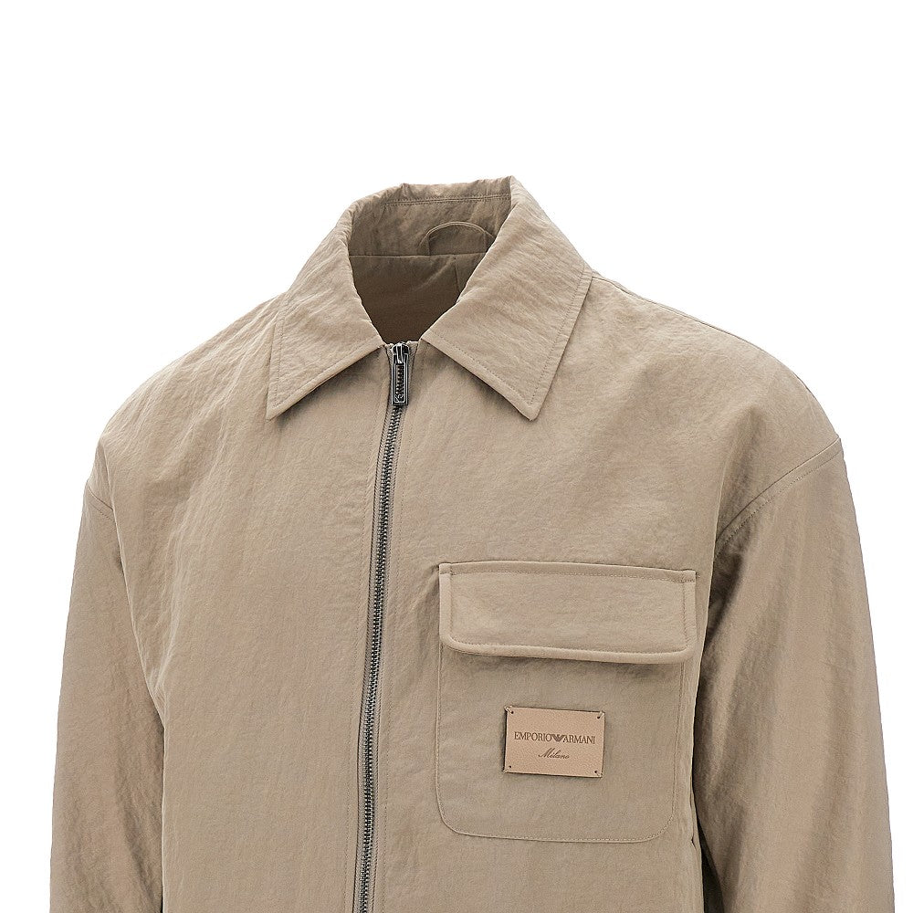 Blouson full-zip in nylon crinkle