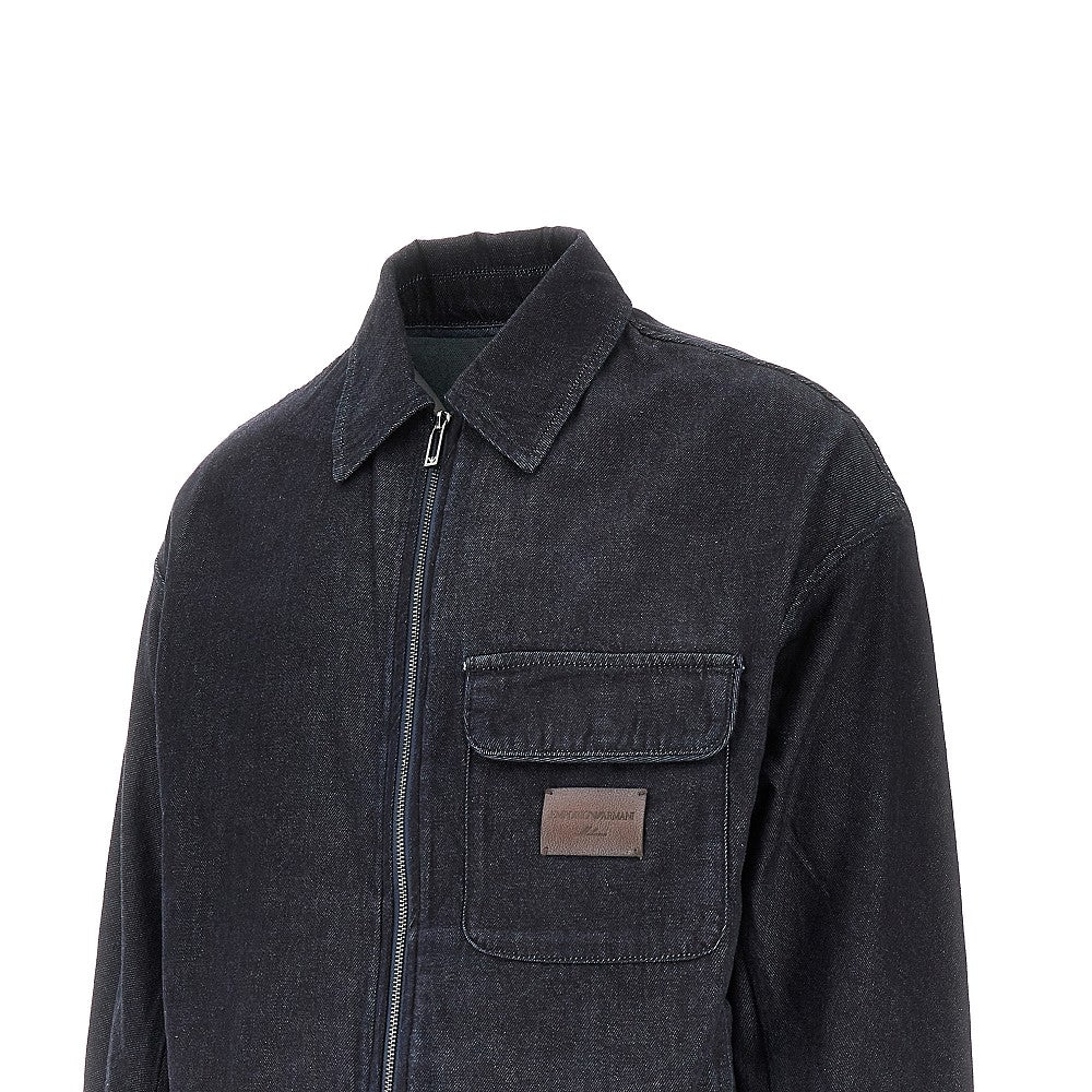 Blouson full-zip in denim di misto cotone