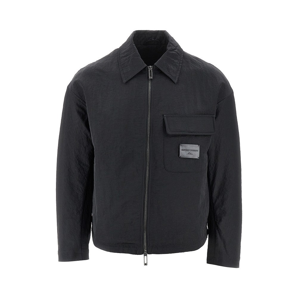 Blouson full-zip in nylon crinkle