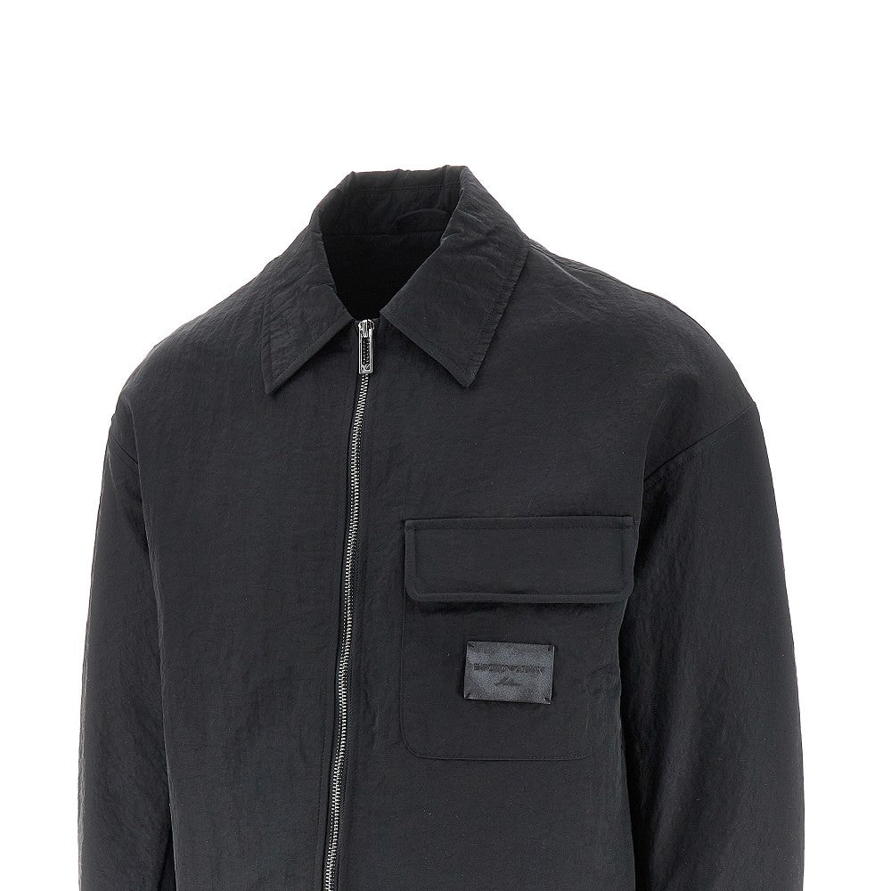 Blouson full-zip in nylon crinkle