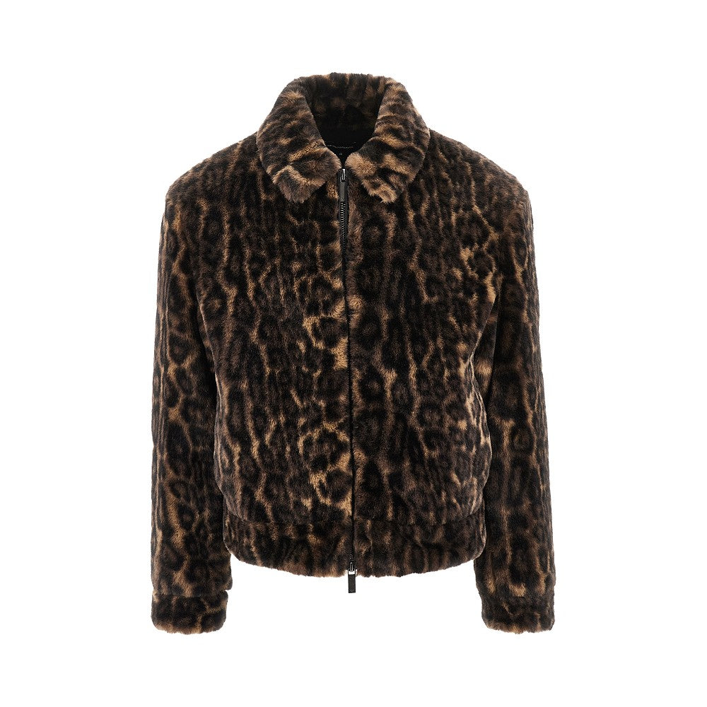 Blouson in faux fur stampa leopardo