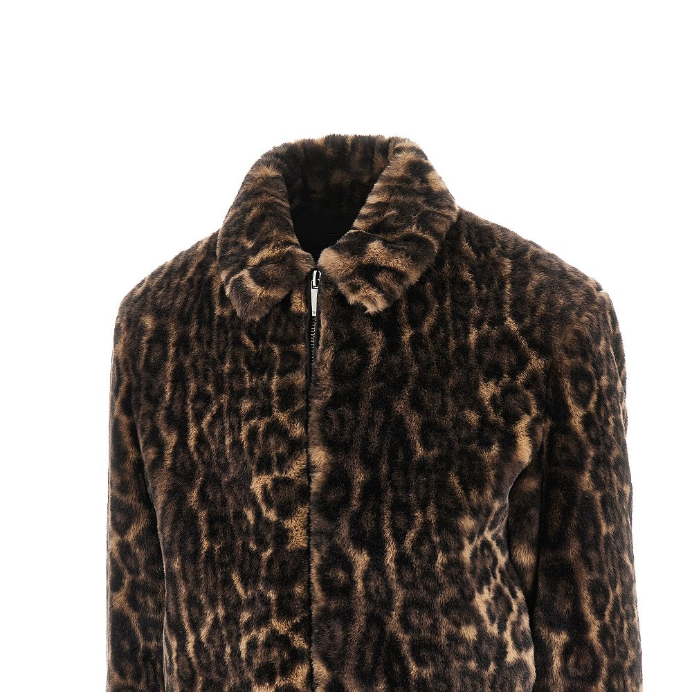 Blouson in faux fur stampa leopardo