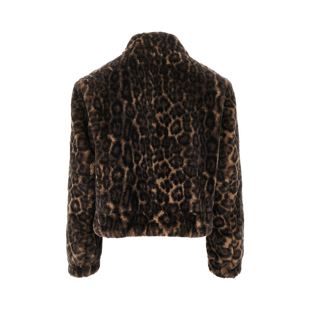Blouson in faux fur stampa leopardo