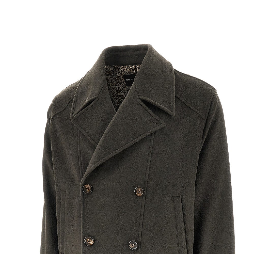 Wool double-breasted short blouson jacket
