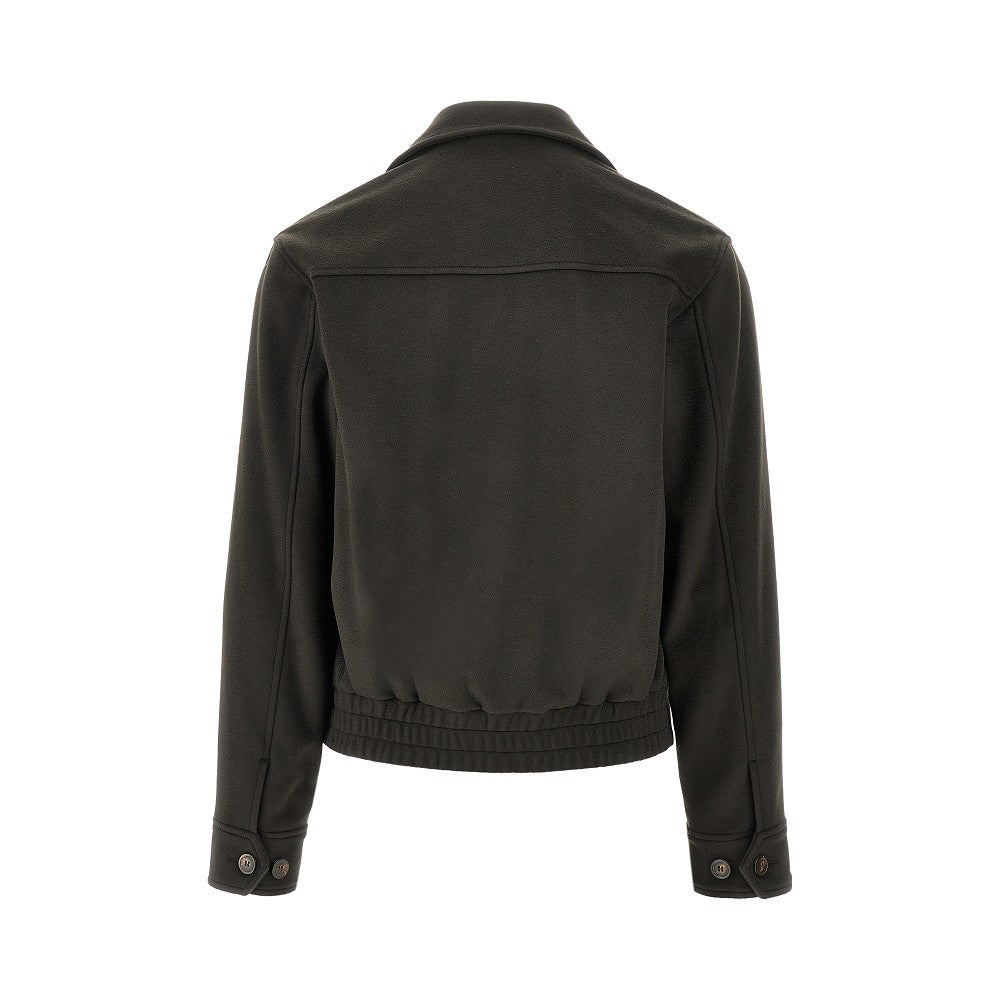 Wool double-breasted short blouson jacket