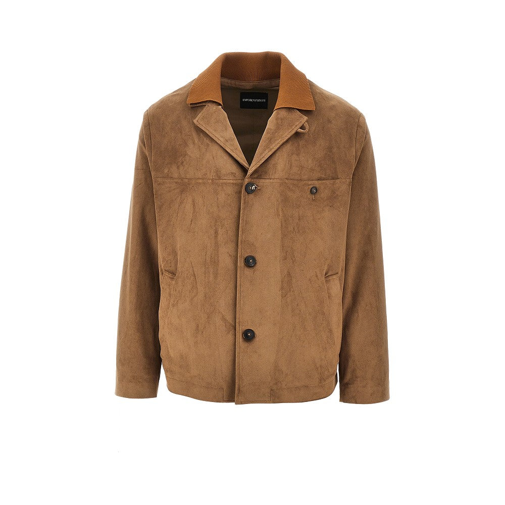Giacca monopetto in tecno suede