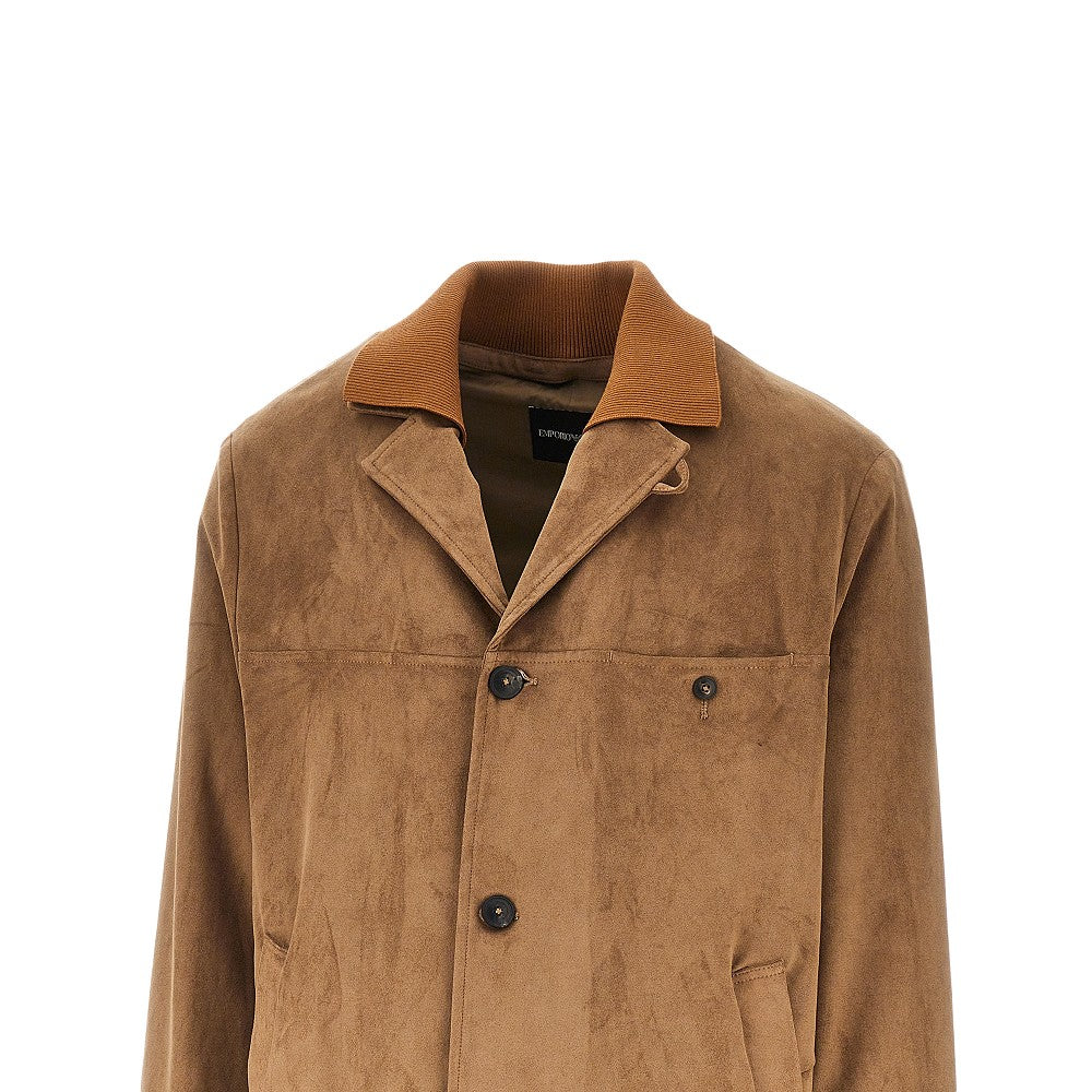Giacca monopetto in tecno suede