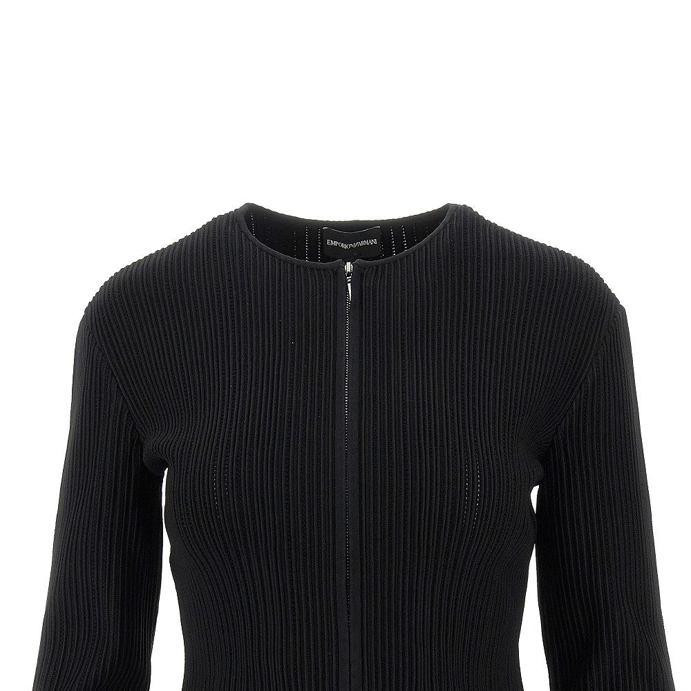 Ottoman fabric full-zip cardigan