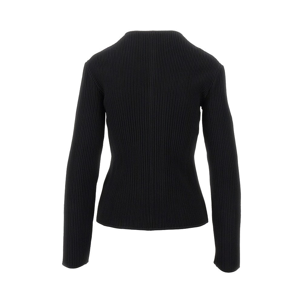 Ottoman fabric full-zip cardigan