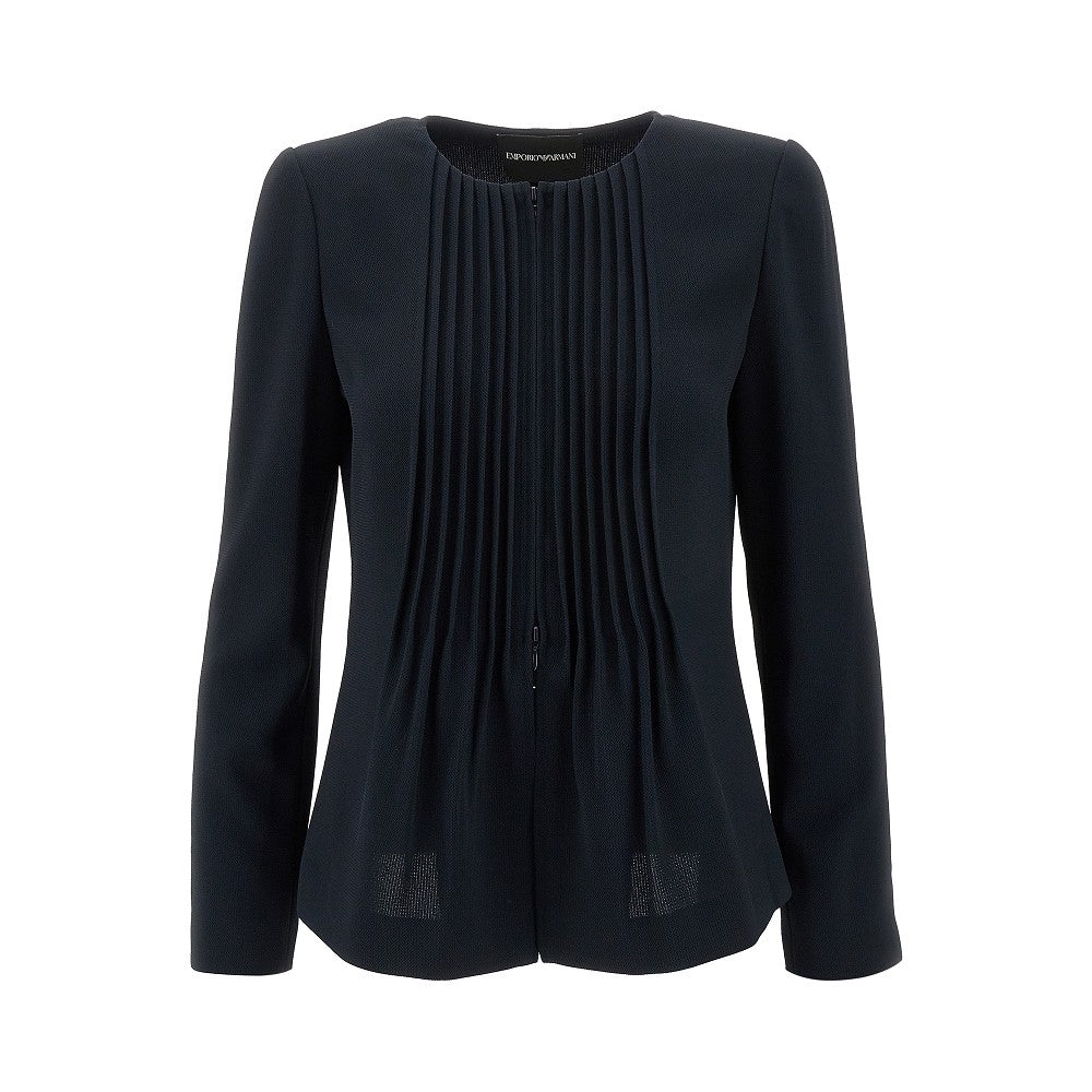 Crewneck jacket with plissé motif