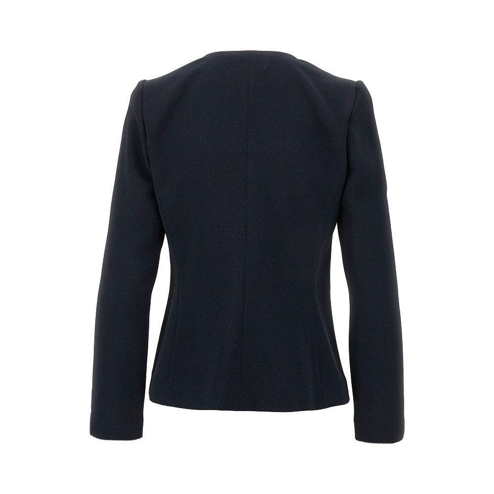 Crewneck jacket with plissé motif