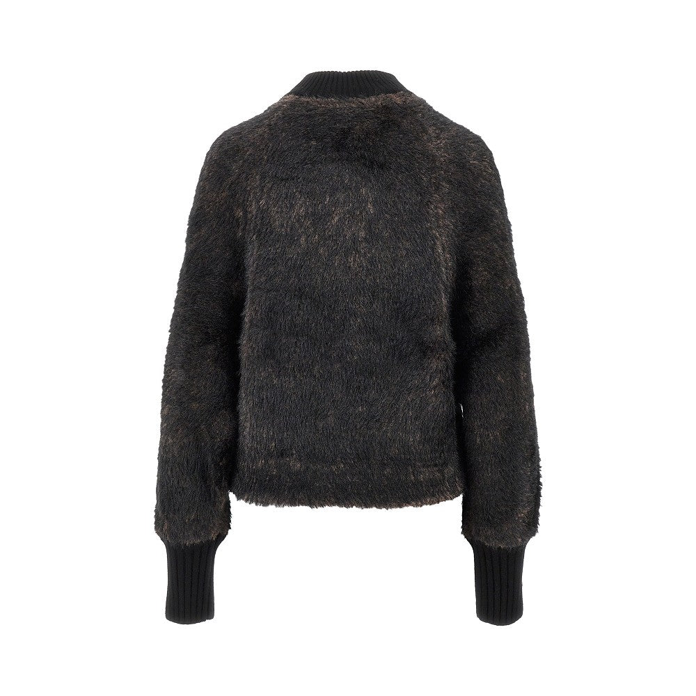 Cardigan in misto viscosa spazzolato