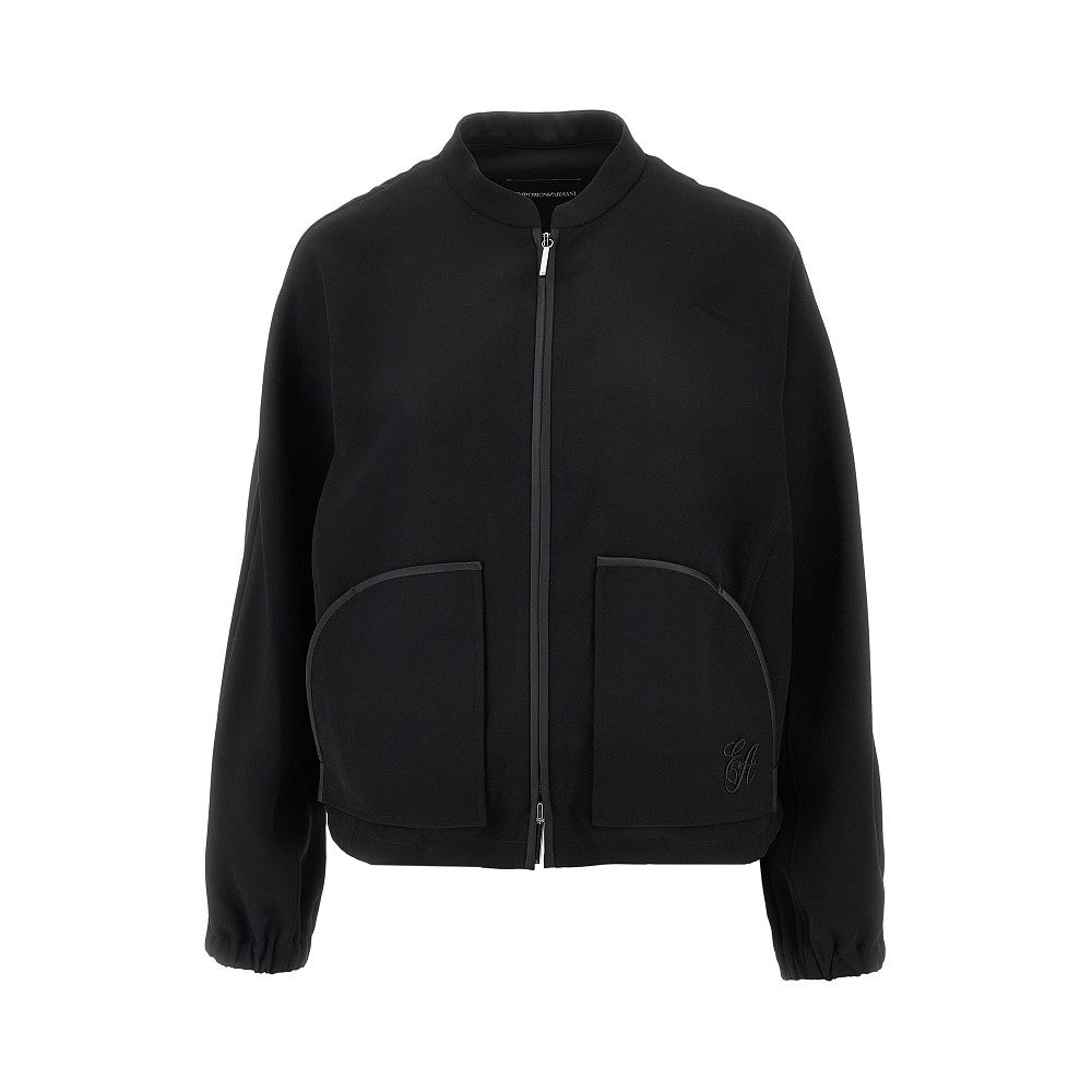 Blouson in tecno cady con logo ricamato