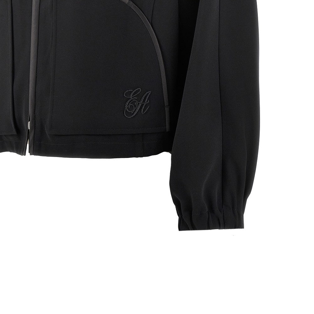 Blouson in tecno cady con logo ricamato