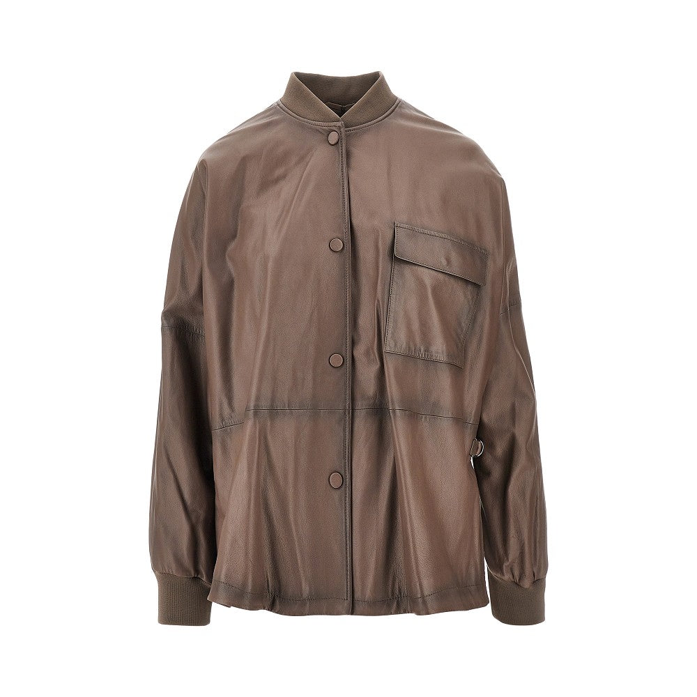 Nappa leather oversized blouson jacket