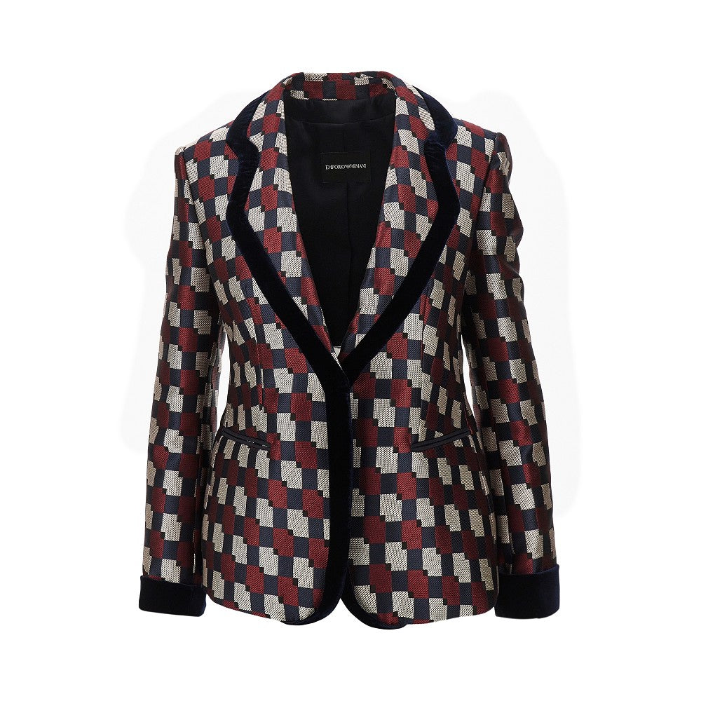 Jacquard jacket with velvet trimmings