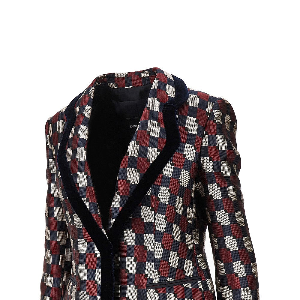 Jacquard jacket with velvet trimmings