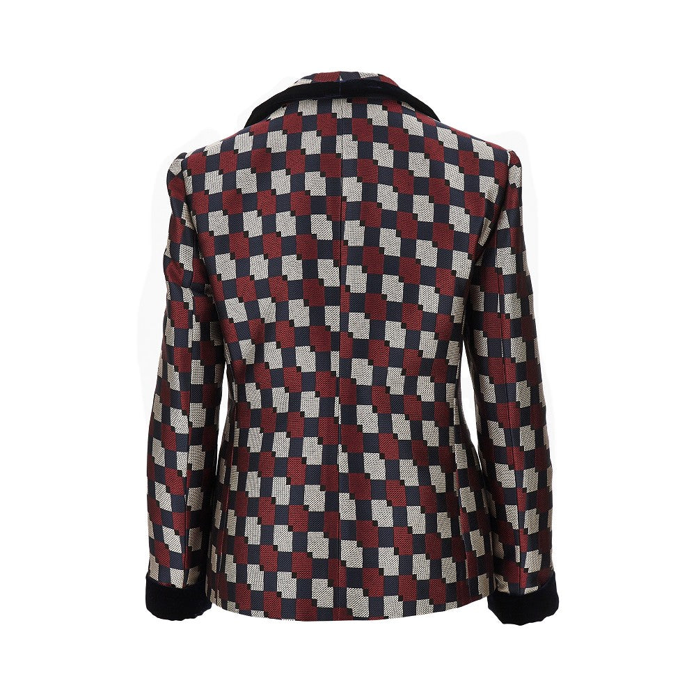 Jacquard jacket with velvet trimmings