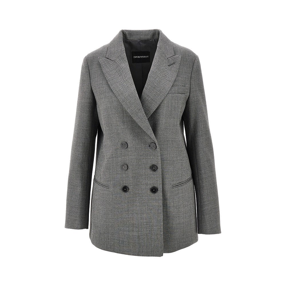 Wool crepe double-breasted jacket