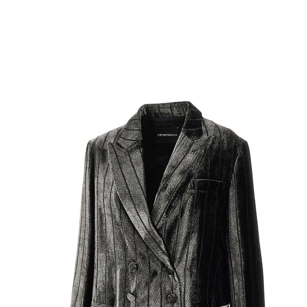 Blazer doppiopetto in velluto gessato