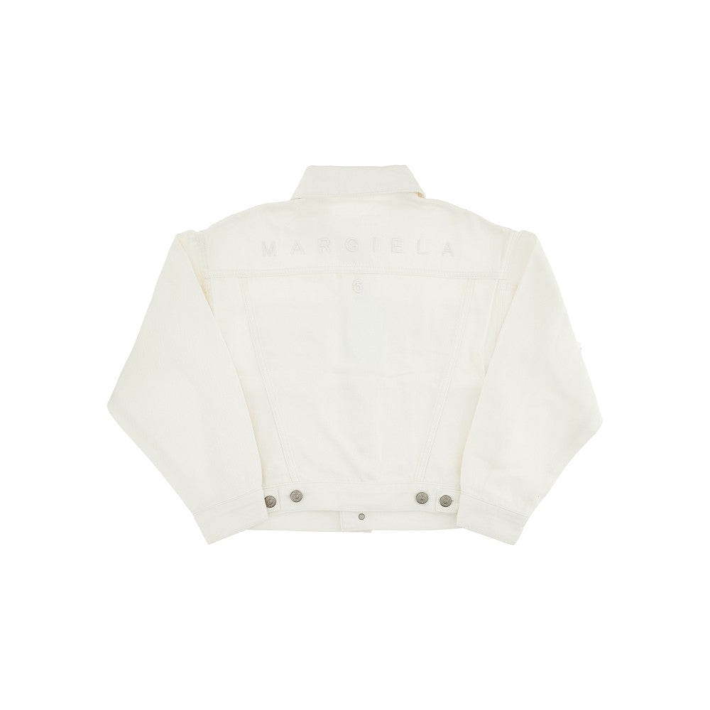 Denim jacket with logo embroidery on the back