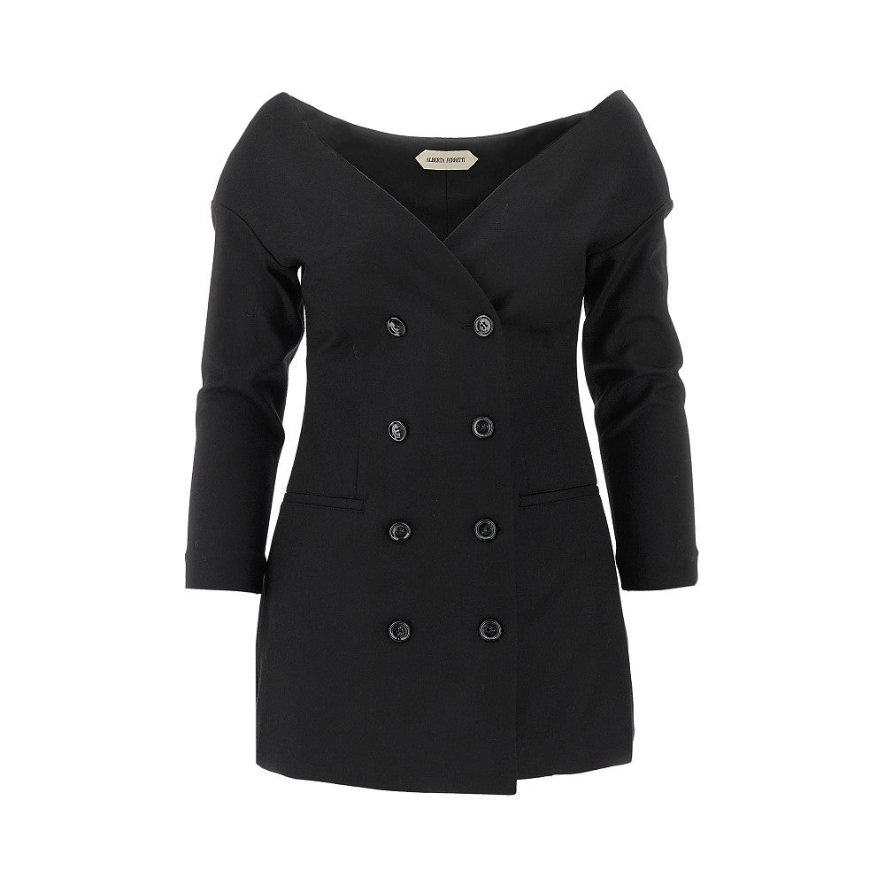 Off-the-shoulder double-breasted jacket