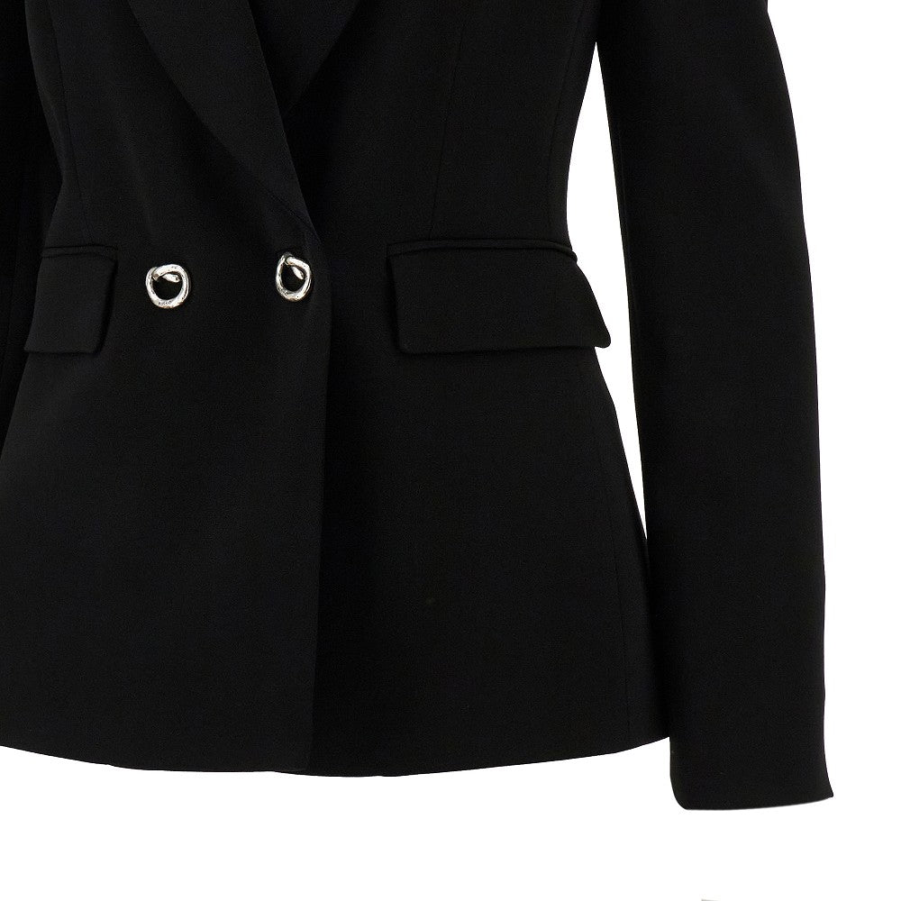 Stretch cady double-breasted jacket