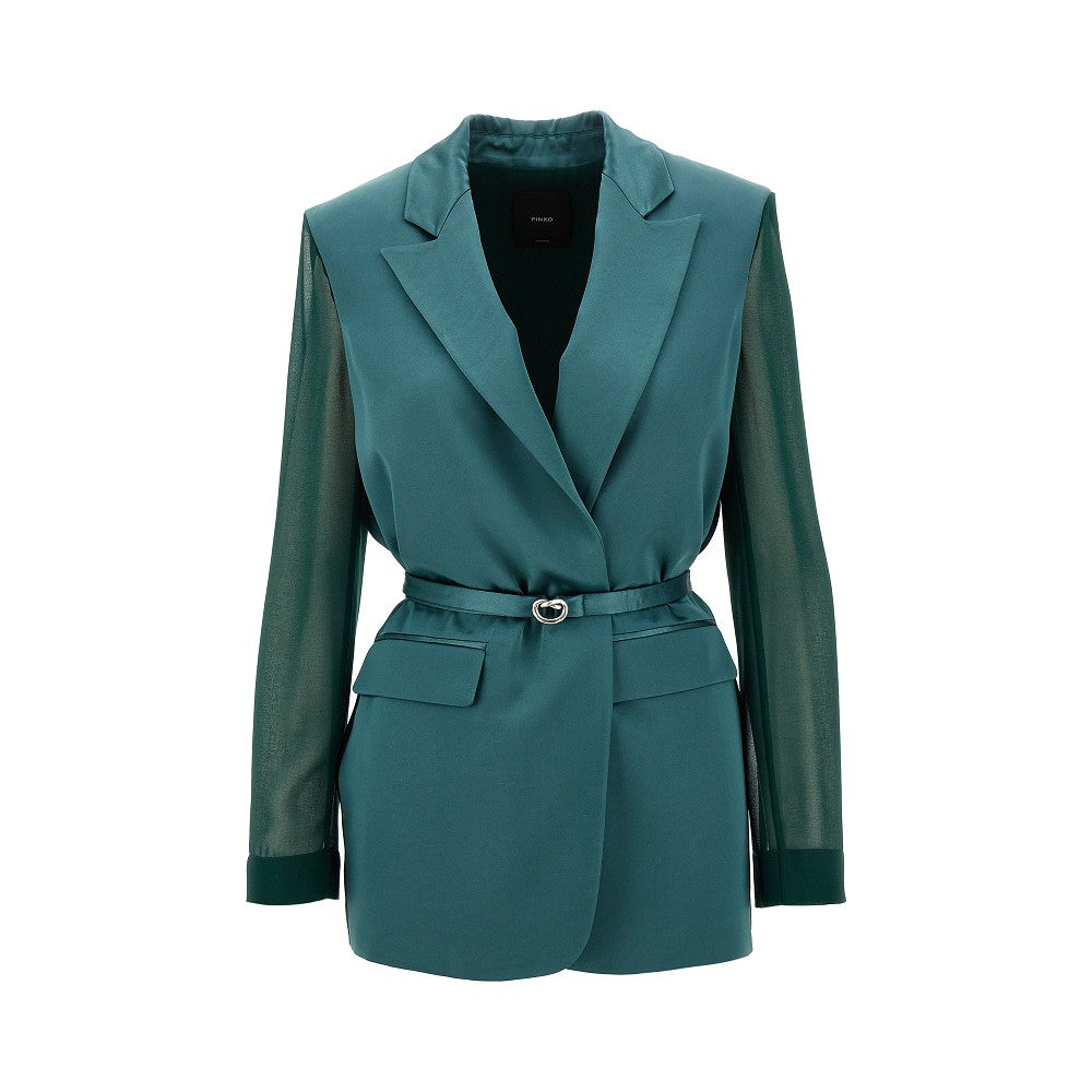 Blazer in satin con maniche georgette
