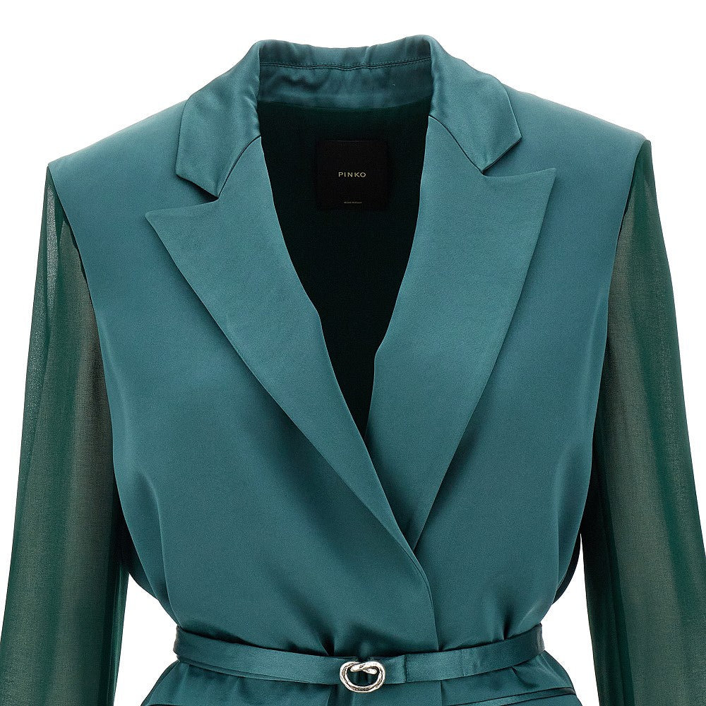 Blazer in satin con maniche georgette
