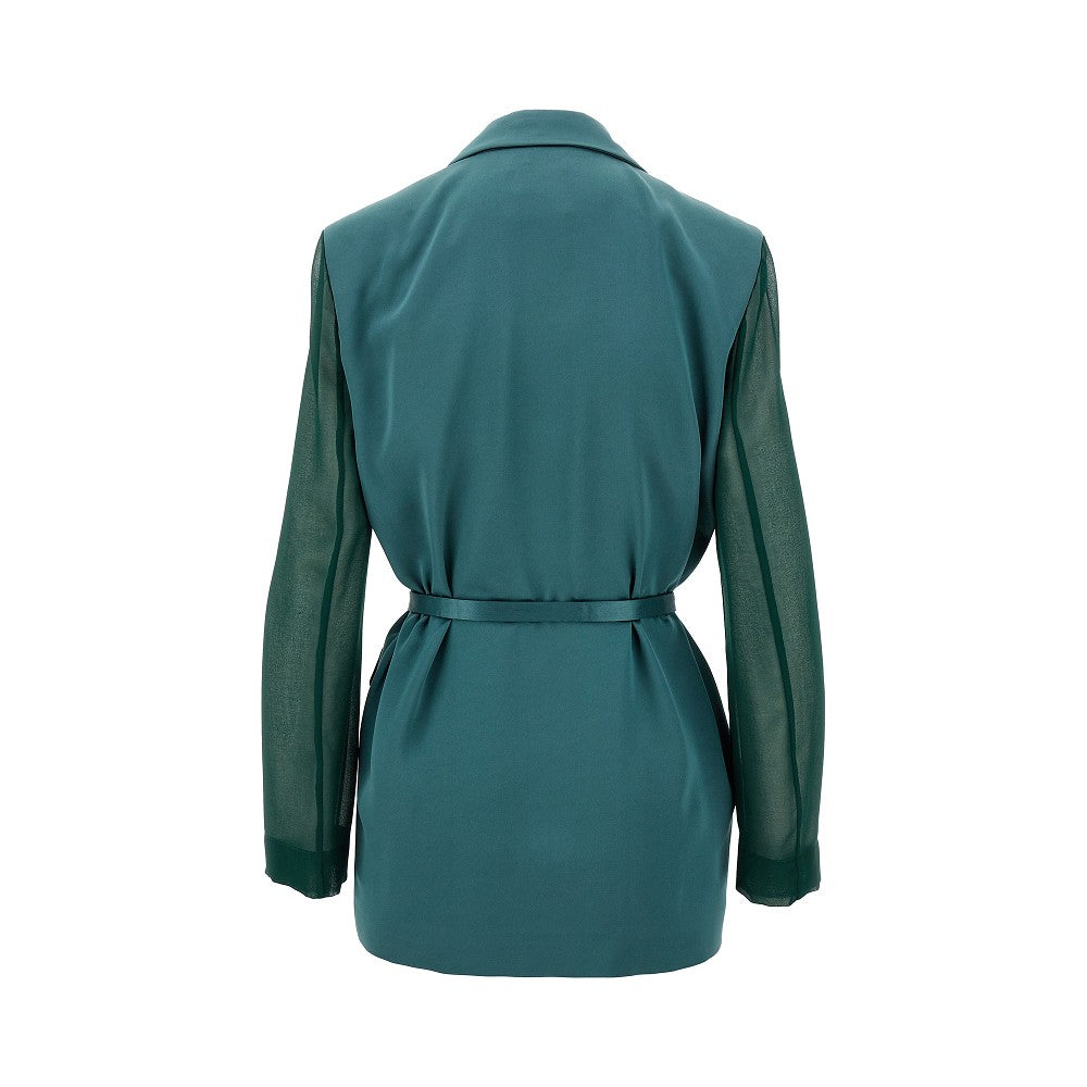 Blazer in satin con maniche georgette