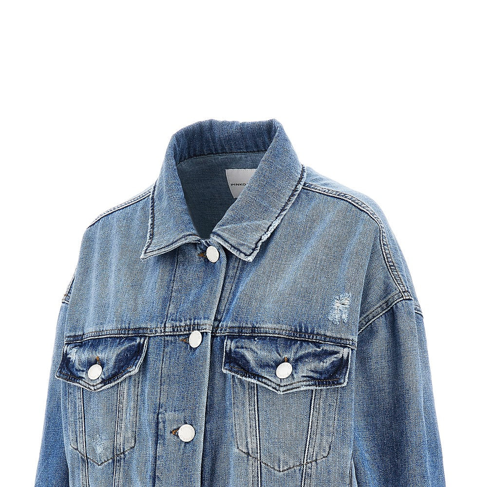 Distressed denim jacket