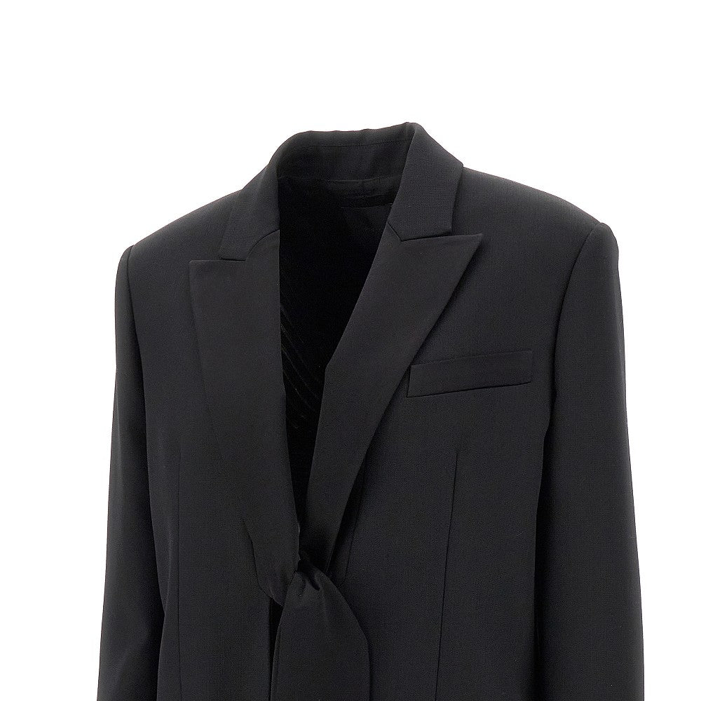 Techno wool blazer jacket with satin collar