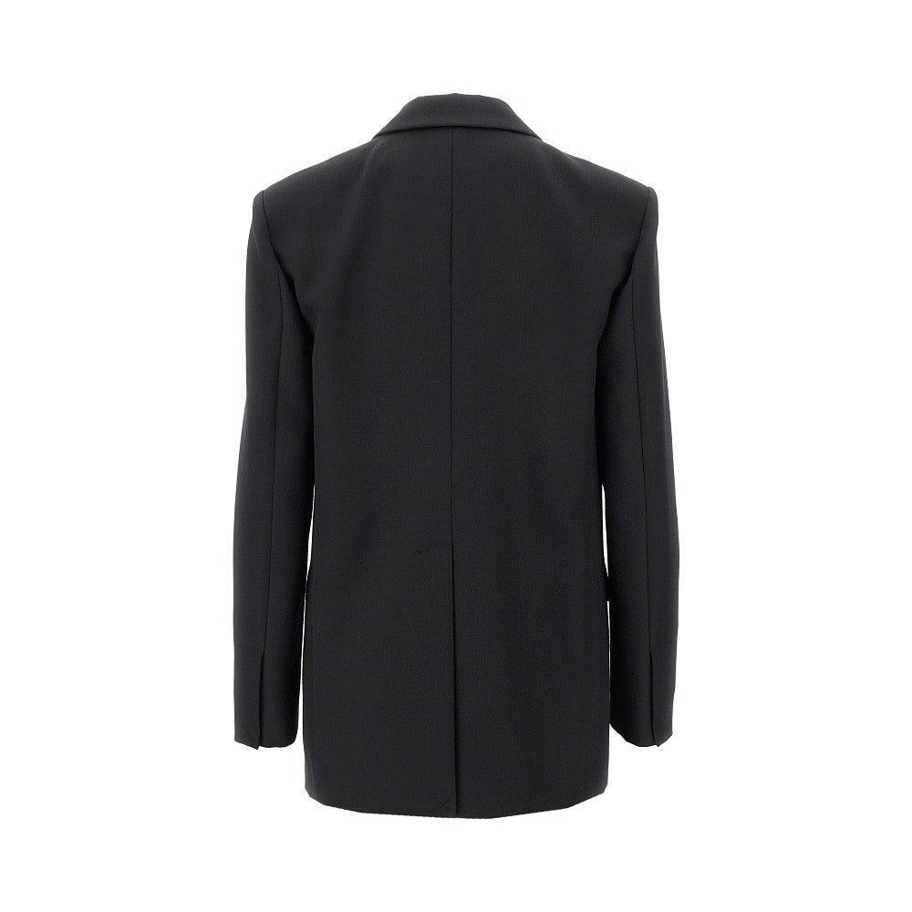 Techno wool blazer jacket with satin collar