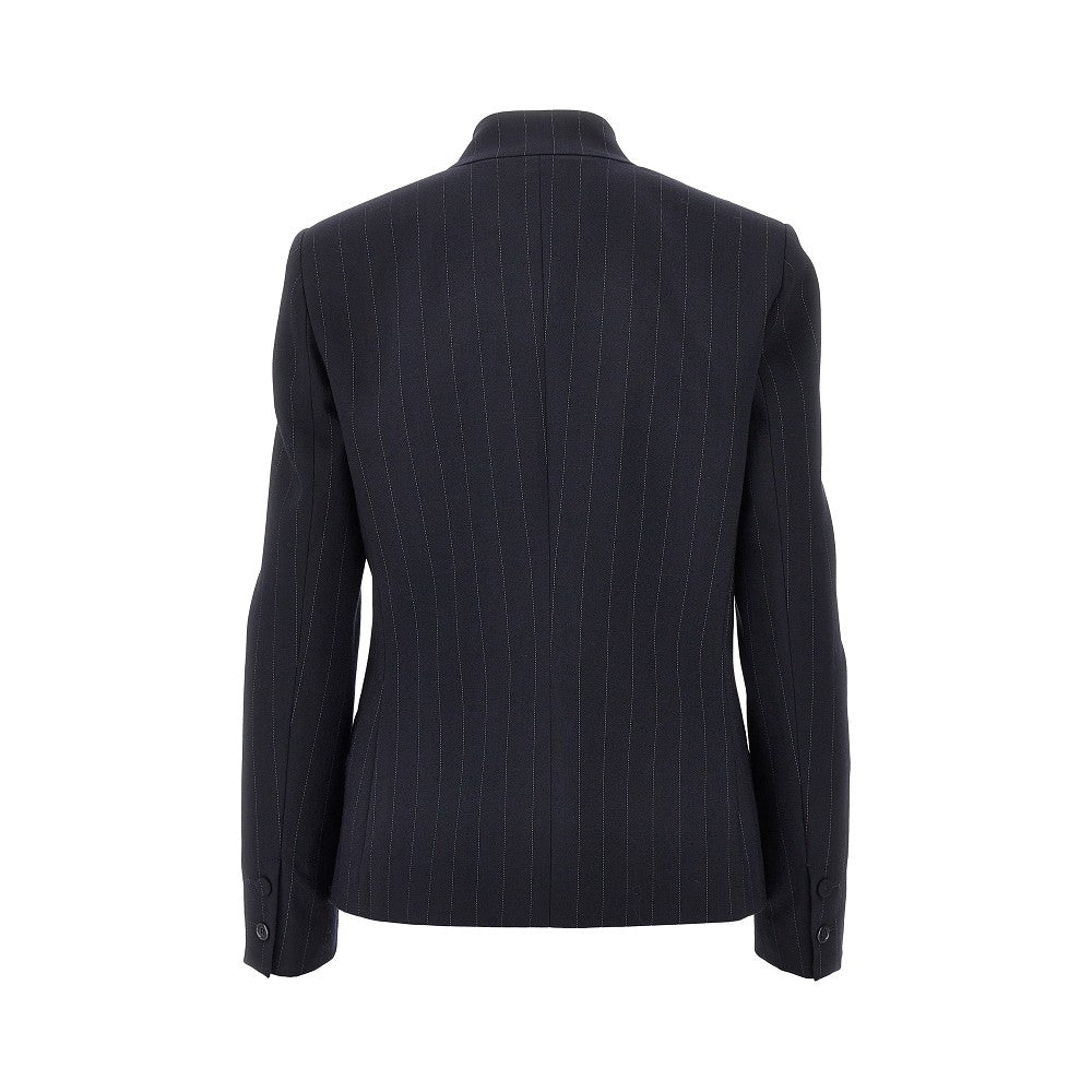 Pinstriped wool-blend single-breasted jacket