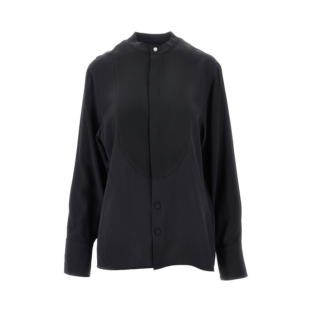 Camicia in seta con plastron in satin