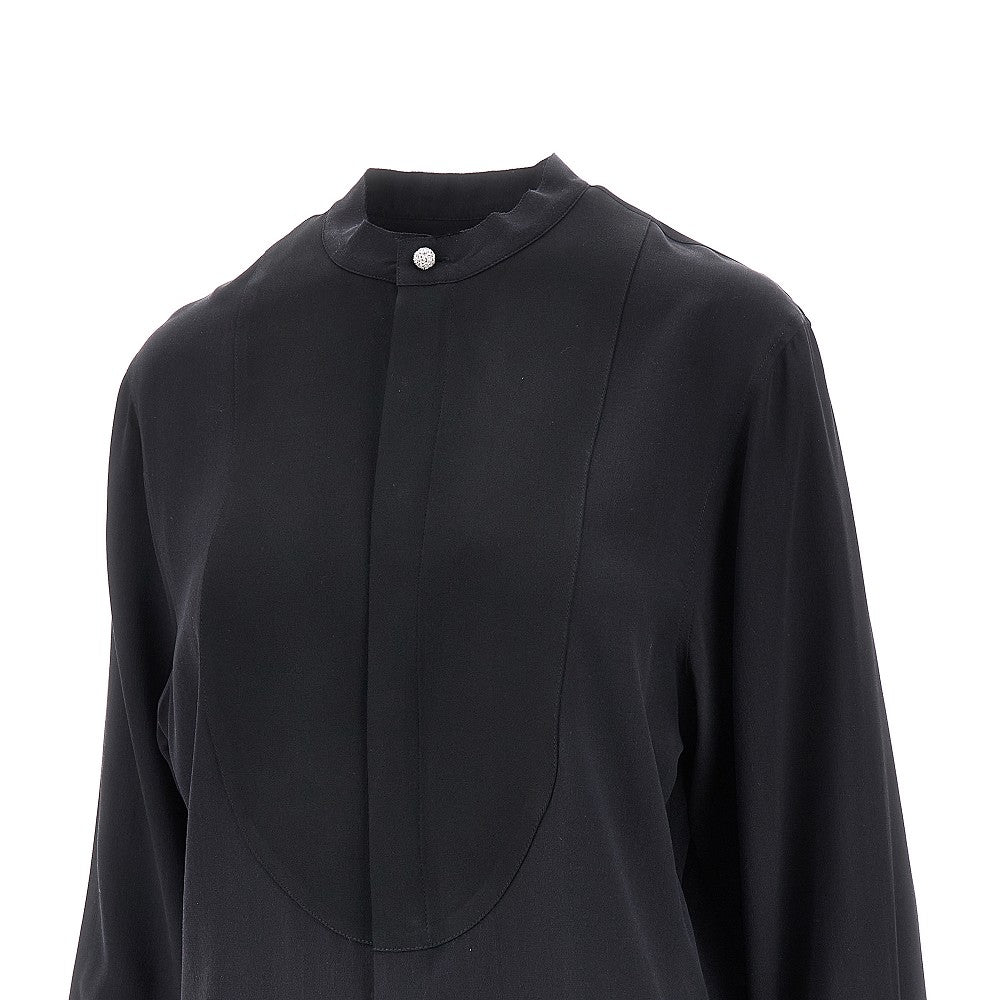 Camicia in seta con plastron in satin